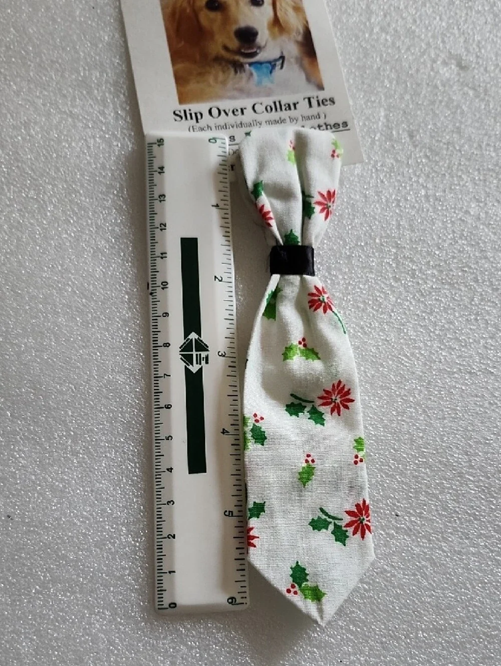 Pookie's Party Holiday Poinsettias Slip-Over Dog Collar Tie